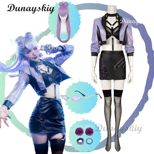KDA Evelynn Cosplay Costumes Game Agony's Embrace Uniform Dress Wig Halloween Party Role Play Sexy Clothing for Women Customized
