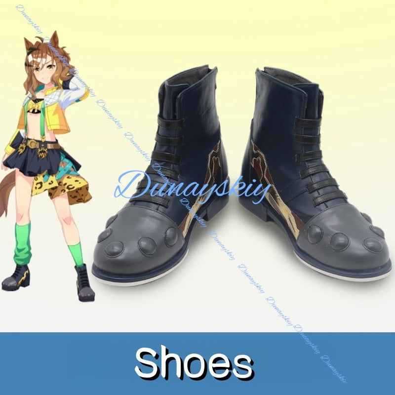 Game Umamusume Pretty Derby Jungle Pocket Cosplay Costume Wig Ear Tail Jungle Pocket Uniform Dress Yellow Coat Female Halloween