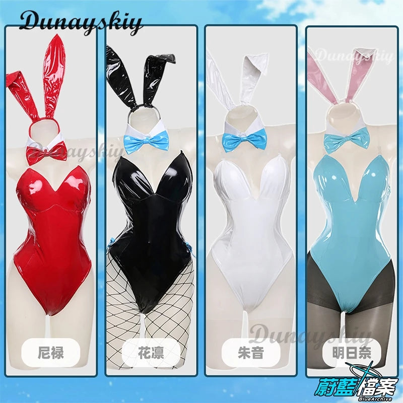 Game Blue Archive Sexy Jumpsuit Cosplay Leather Bodysuit Suit Blue Red Toki Bunny Girl Halloween Clothes Customized