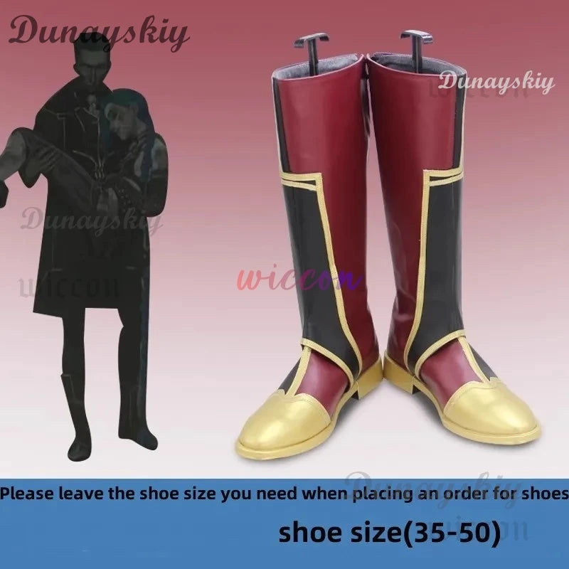 Game LOL Arcane Silco Cosplay Costume Anime Military Uniform Trench Coat Boot Wig Adult Man Halloween Christmas Party Suit