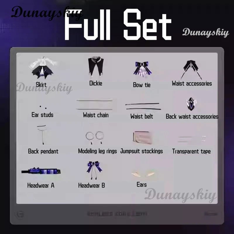 Vivian Cosplay Zenless Zone Zero Costume Wig Black Purple Dress Headwear Full Set For Women Girls Mockingbird Halloween Carnival