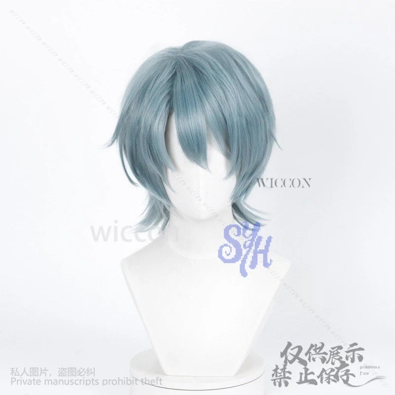 Saja Boy Mystery Cosplay Wigs Anime Movie Demon Purple-gray Synthetic Short Straight Hair Curling Hair Accessories Halloween Cos