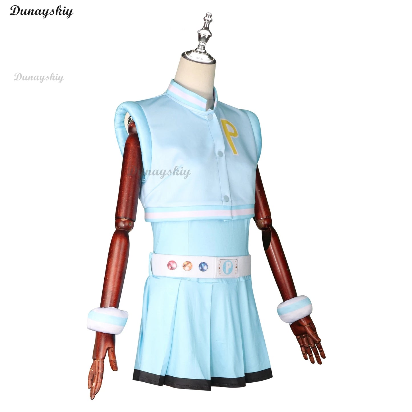 Power Cos Puff Girls Cosplay Costume Hyper Blossom Rolling Bubbles Costume Vest Coat Dress Outfit Hairband Gloves Belt Wig Women