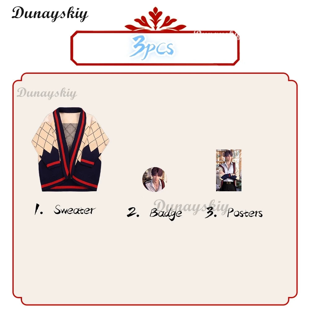 Customized Love and Deepspace Rafayel Cardigan Cosplay Costume Wig Date Game Cosplay Sweater Qiyu Clothes Unisex Couple Suit