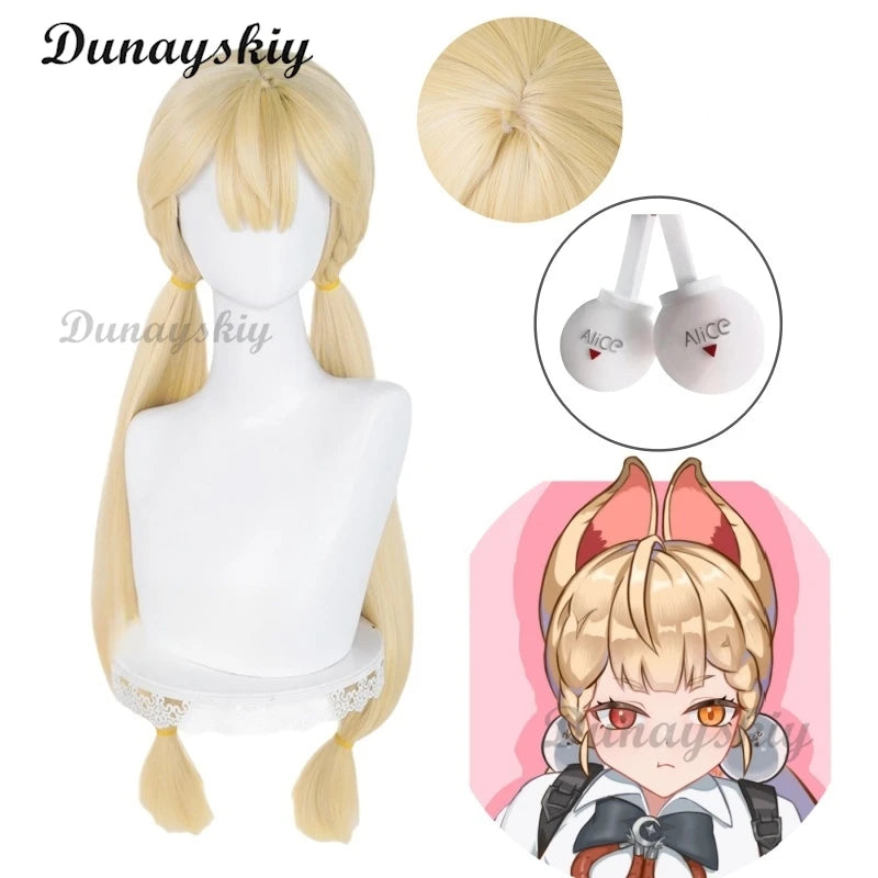 Zenless Zone Zero Alice Thymefield Anime Cosplay Wig Heat Resistant Synthetic Hair Halloween Party Role Play + Free Wig Cap