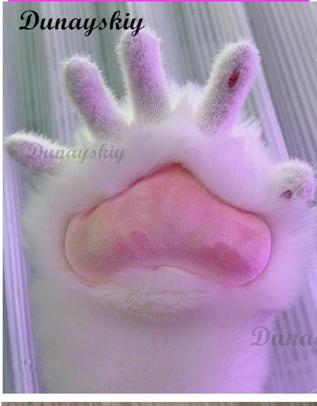 Fursuit Kigurumi Cat Paws Cartoon Plush Furry Cat Cosplay Kig Costume Nail Tiger Claws Full Finger Mittens Story Tell 2pcs