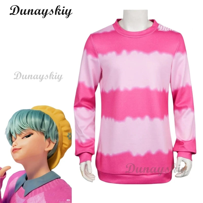 KPOP Huntrix Saja Boys Baby Cosplay Costume Wig Hat Pink Hoodie Y2K costume Halloween Disguise for Adult Outfit