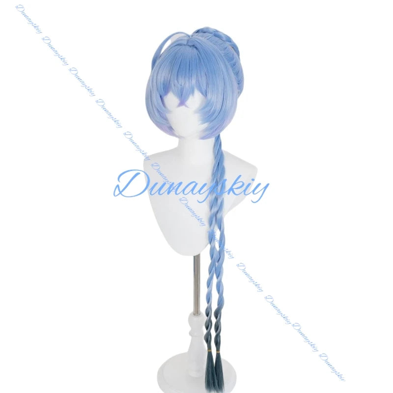 Game Zenless Zone Zero ZZZ Lucia Cosplay Wig Prop Corn Blue Braids Wigs Heat Resistant Synthetic Wigs + Wig Cap