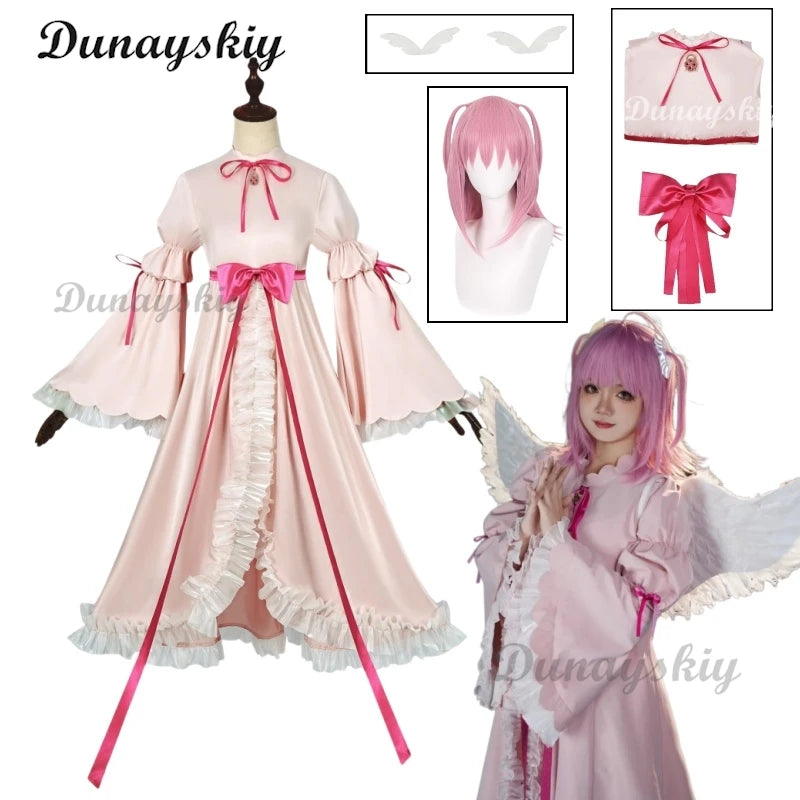 Cosersea Shugo Chara Hinamori Amu Amulet Angel Cosplay Costume Women Pink Dress Halloween Suit Outfit Fullset Suit With Bow
