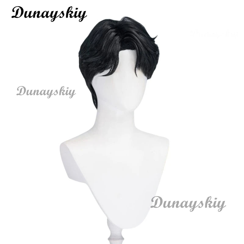 Saja Boys Jinu Wig Movie Cosplay Men Black 30cm Short Hair Star Demon Jinu Cosplay Free Cap Hallowen Party Roleplay