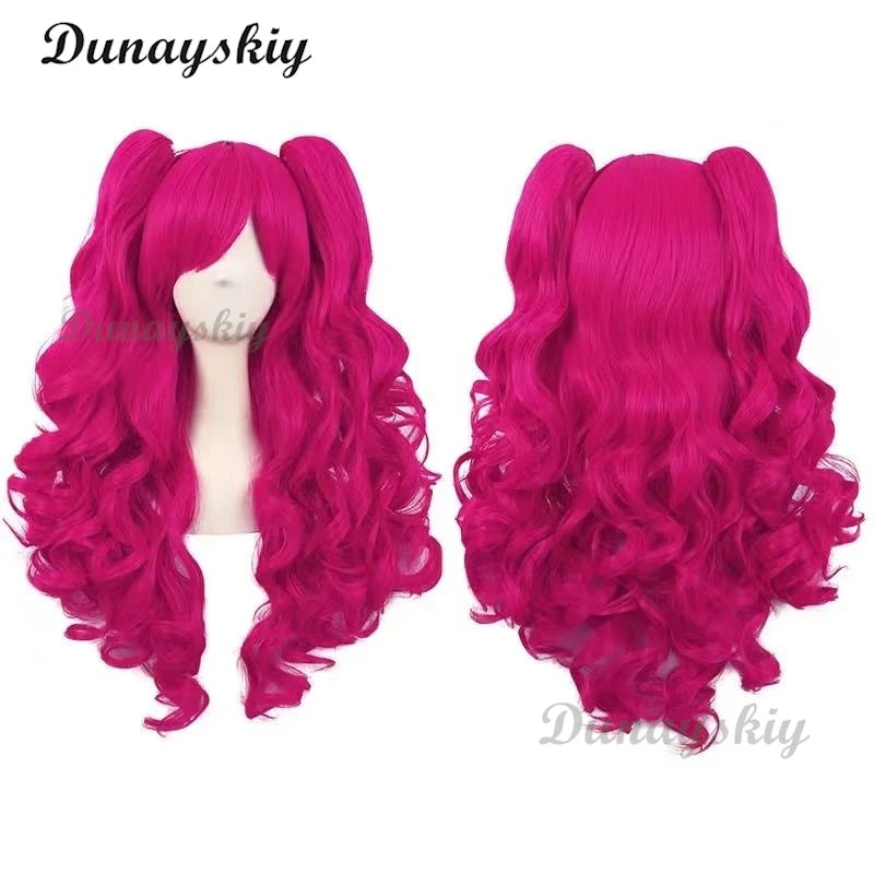 Little Cartoon Anime Pony Pinkie Pie Cosplay Wig Pink Custom Ponytail Hair High Temperature Chemical Fiber Free Wig Cap