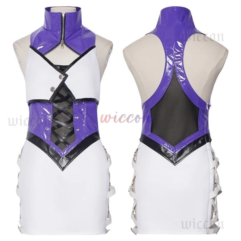 Naraka: Bladepoint Viper Ning Shermie Cosplay Costume KOF Shermie PU Jacket Dress Anime Role-play Girl Carnival Party Costume