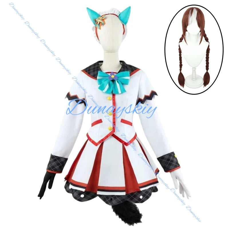 Game Umamusume: Pretty Derby Hokko Tarumae Cosplay Costume Wig Tail Shoes Combat Uniform Skirt Woman Kawaii Suit Customize