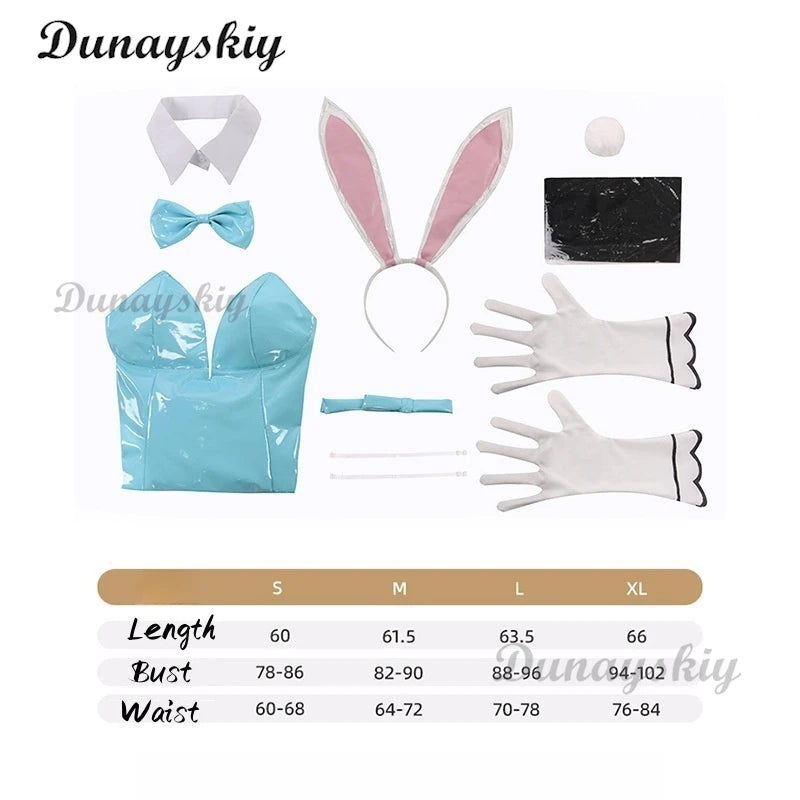 Game Blue Archive Sexy Jumpsuit Cosplay Leather Bodysuit Suit Blue Red Toki Bunny Girl Halloween Clothes Customized