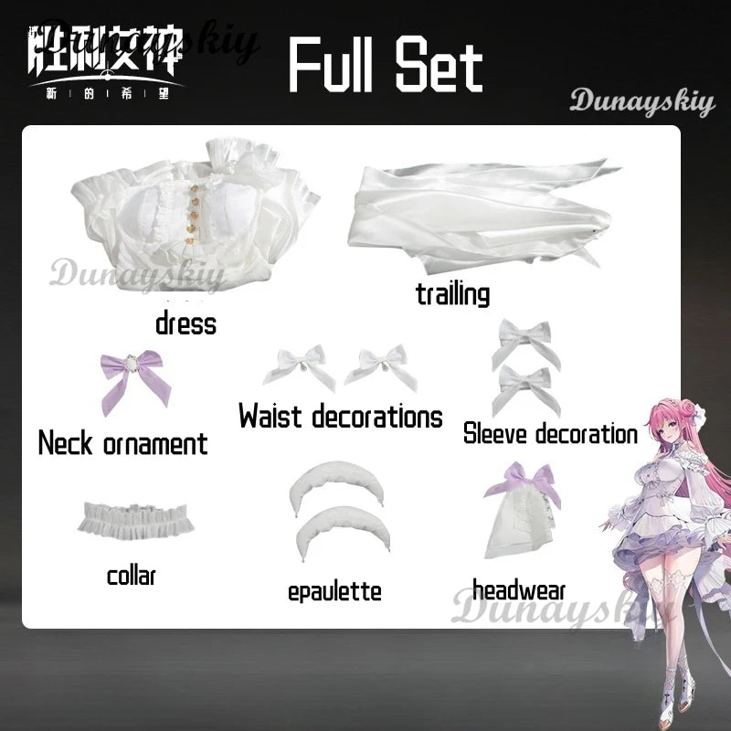 Nikke The Goddess Of Victory Dorothy Cosplay Costume Wig White Princess Dress Role Play Outfits Halloween Carnival Party Uniform