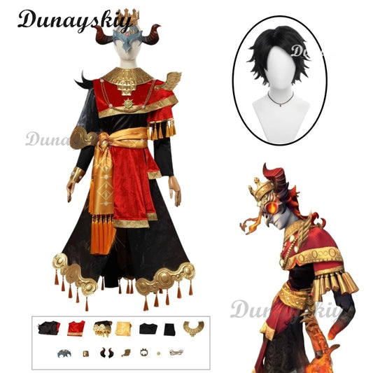 Anime Identity ⅤNorton Campbell Cosplay Costume Wig Prospector Fools Gold Cosplay Blazing Flame Party Play Outfit Outfit for Man