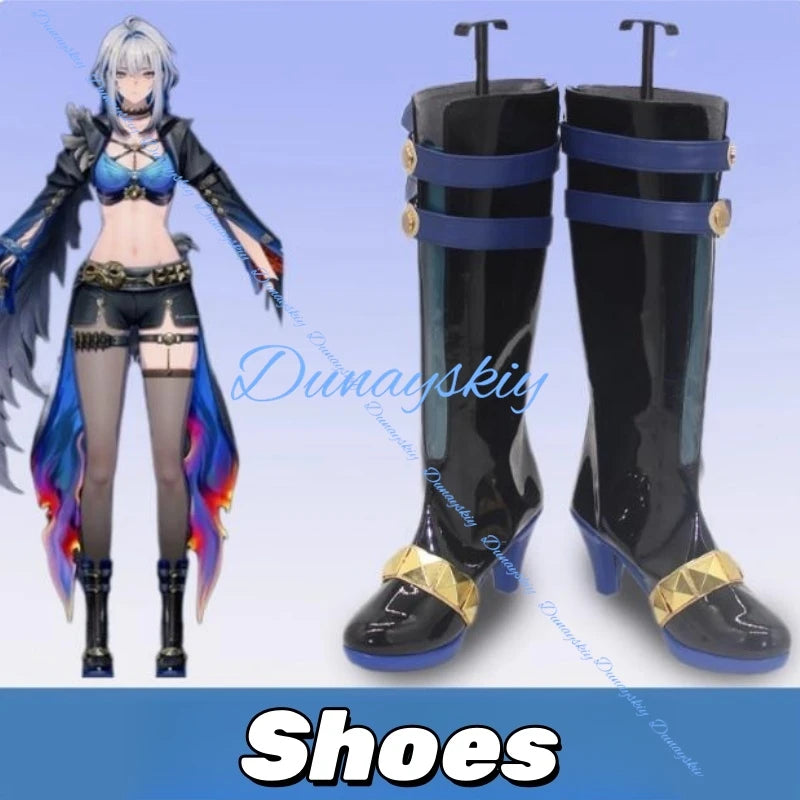 Wuthering Waves Galbrena Cosplay Costume Wig Shoes Uniform Outfit Blue Jacket Carnival Halloween Party for Role Play Cos Props