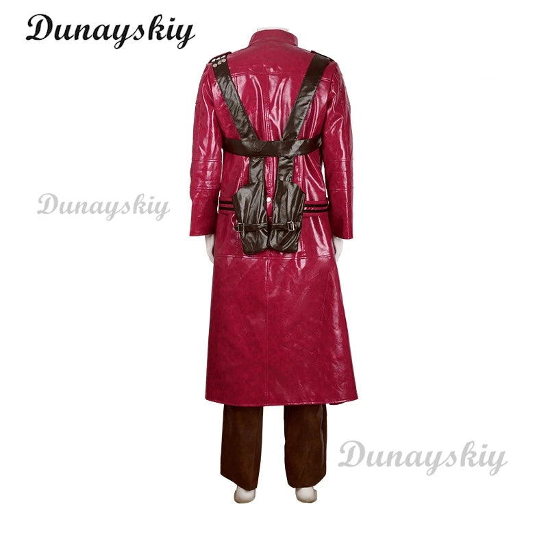 Game Devil Cos May Cry 3 Dante Red Long Poncho Cosplay Costumes Wig Pant Necklace Uniforms Jacket Halloween Carnival