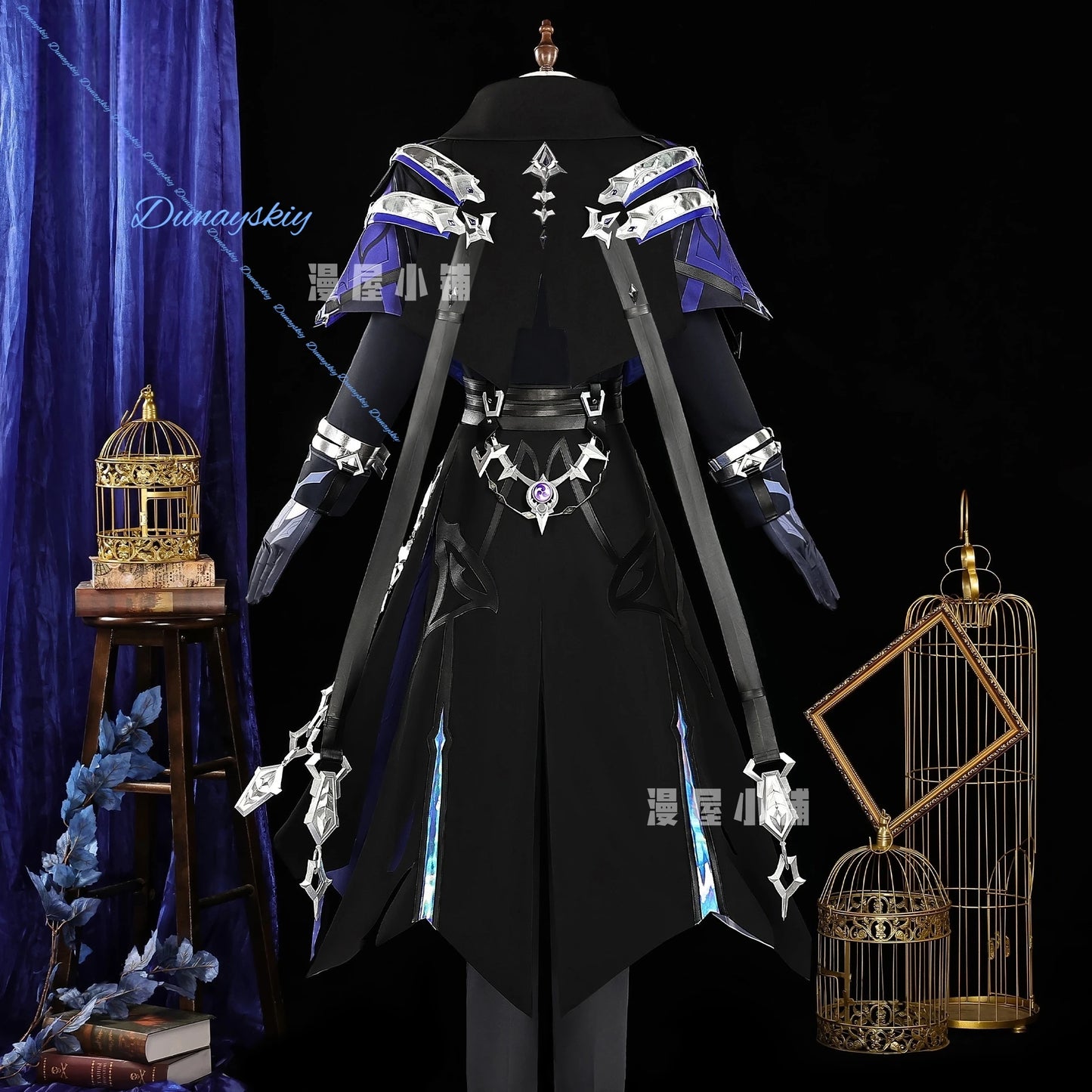 Genshin Impact Flins Cosplay Costume Wig Black Suits Coat Props Full Set Outfit UniformKyryll Chudomirovich Halloween Carnival