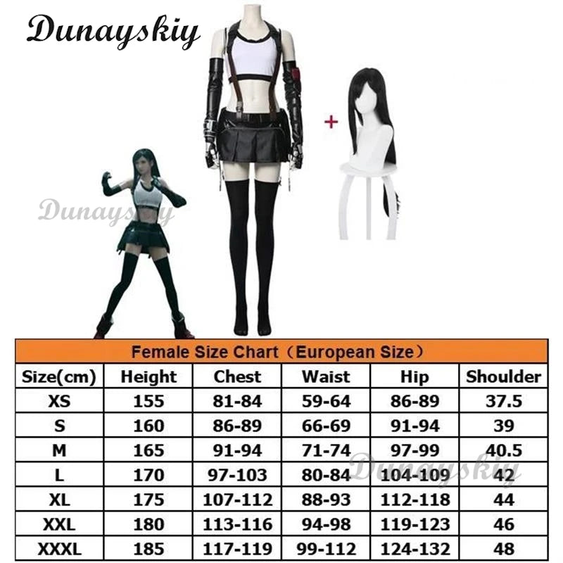 Final VII Remake Tifa Lockhart Cosplay Costume Adult Women Party Blue Dress Outfit Halloween Carnival Suit 6 styles