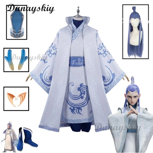 Ao Bing Cosplay Costume Wig Hanfu Anime Movies Nezha Uniform Headwear Aobing Ancient Clothing Ne Zha 2 Halloween Carnival Women