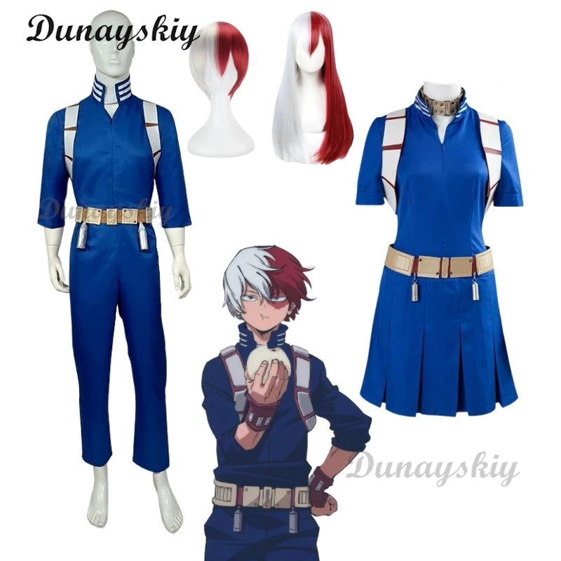 Todoroki Shoto Anime Cosplay Costume Jumpsuits Straps Prop Belt Wig Halloween Party Play Clothing for Woman Man