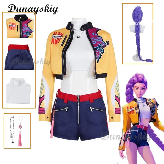 K-Pop Rumi Demon Hunters Stage Cosplay Costume Wig Coat Short Halloween Girl Group Idol Roleplay Outfit Women Sexy