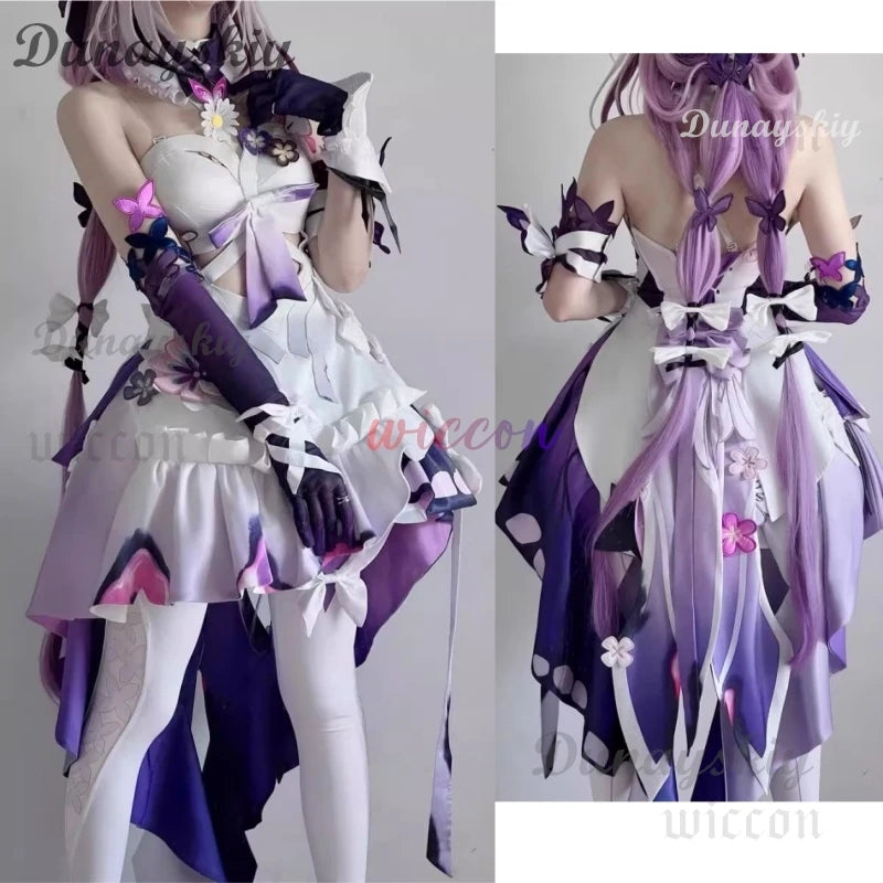 Game Honkai: Star Rail Castorice Cosplay Costume Purple White Dress Lolita Skirt Wig Adult Woman Sexy Cute Carnival Party Suit