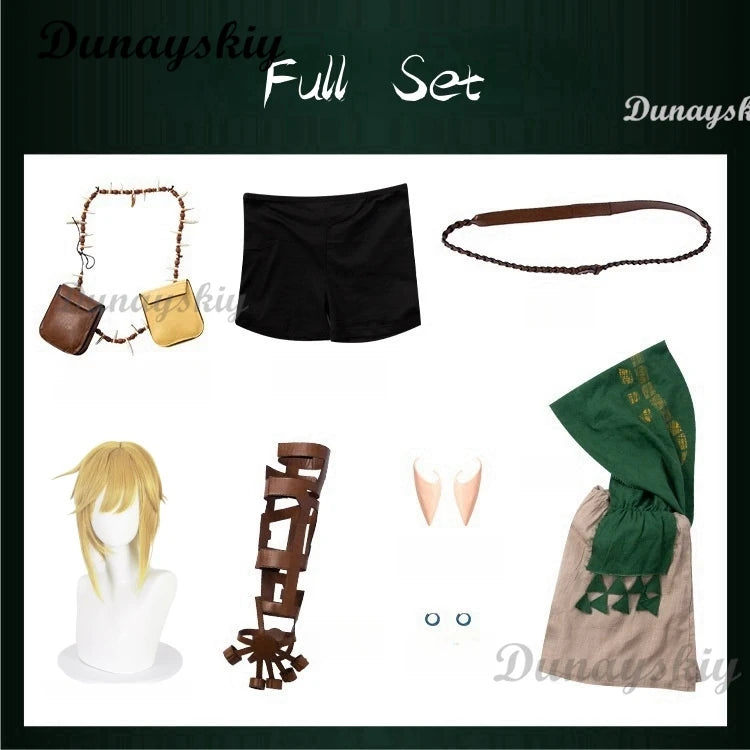 Game Link Cosplay Warrior Costume Men's Cape Shorts Full Set Battle Uniform Suit Halloween Carnival Party Hunter Customized