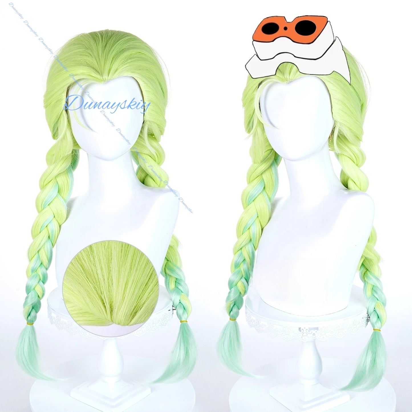 Anim New Panty Stocking Gunsmith Bitchhh Cosplay Wig Garterbelt Green Double Braids Hair Halloween Party Women Girls Carnival