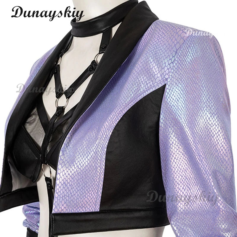 KDA Evelynn Cosplay Costumes Game Agony's Embrace Uniform Dress Wig Halloween Party Role Play Sexy Clothing for Women Customized