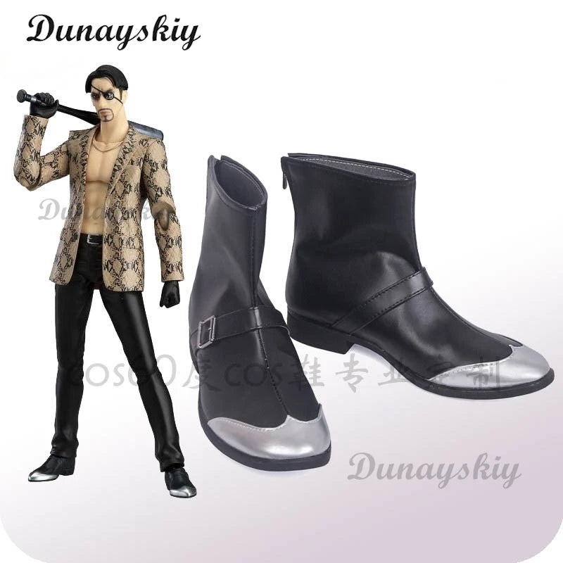 Yakuza Goro Majima Cosplay Costume Wig Suit Halloween Black Shoes Halloween Carnival Party Role Play Costume Props Women Men