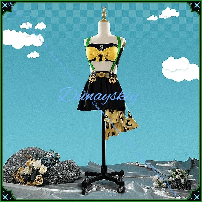 Game Umamusume Pretty Derby Jungle Pocket Cosplay Costume Wig Ear Tail Jungle Pocket Uniform Dress Yellow Coat Female Halloween