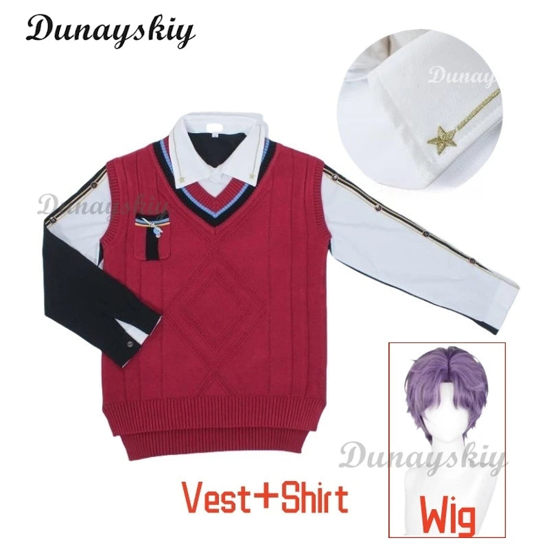 Rafayel Red Sweater Vest Game Love And Deepspace Cosplay Costume Necklace Rafayel Spring Qi Yu Shirt Vest School Uniform Men Top
