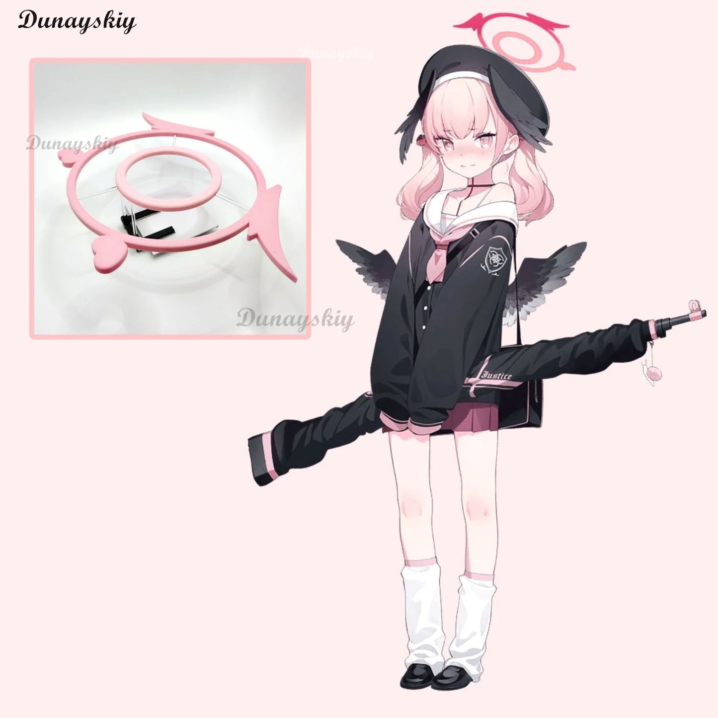 Blue Archive Shimoe Koharu Cosplay Costume Sailor Uniform Suit With Hat Wing Women Girl Halloween Party Outfit Headwear Halo Wig