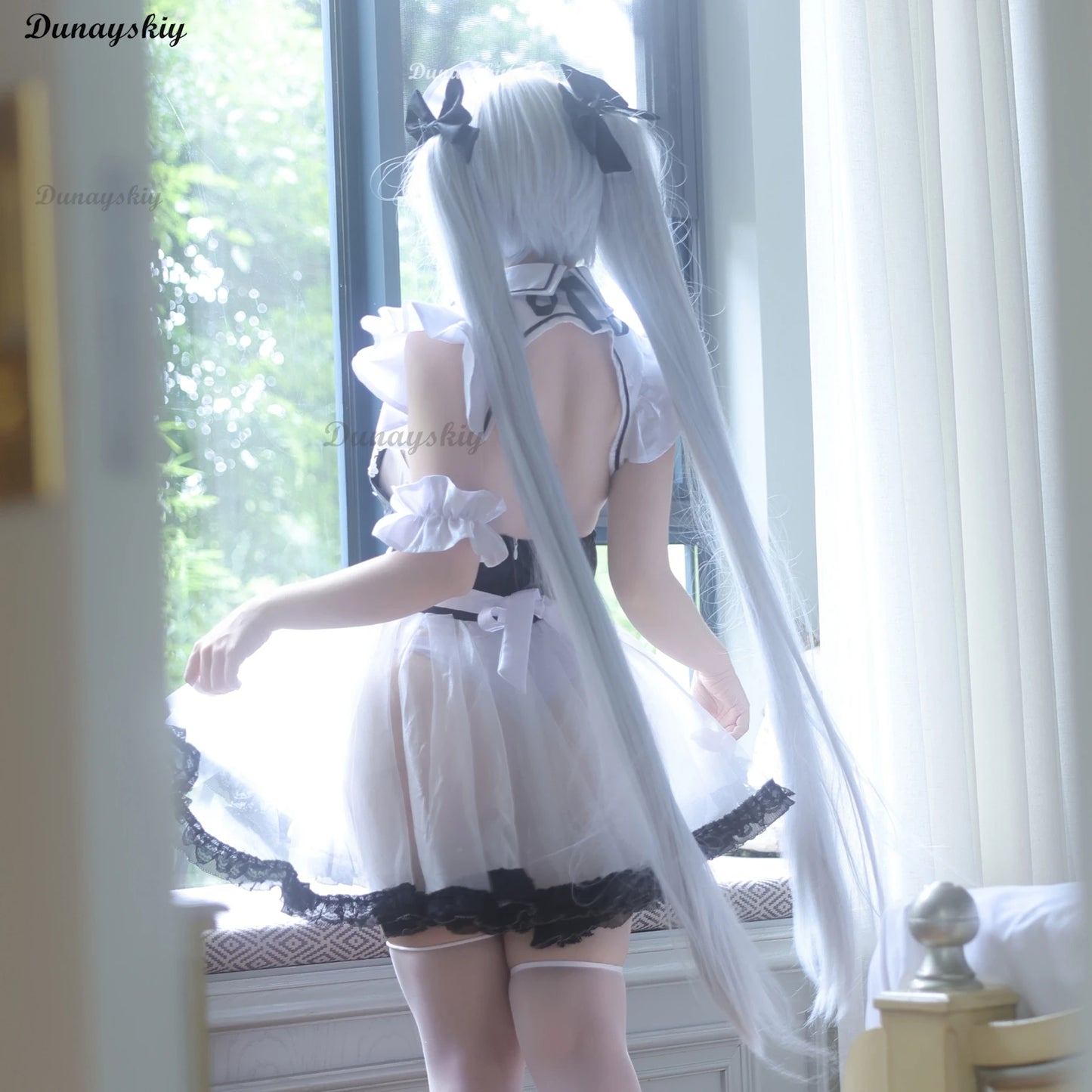 Game Goddess Of Victory: Nikke Cinderella Black White Maid Dress Cosplay Costume Wig Party Uniform Halloween Play Role Dress