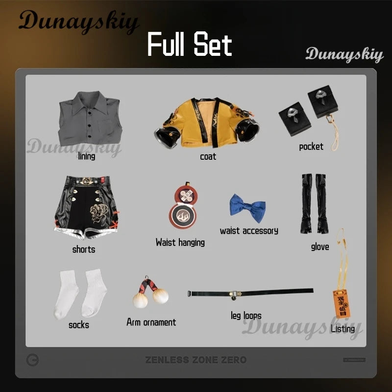 Zenless Zone Zero Ju Fufu Jacket Shorts Cosplay Costume Wig Uniform Yunkui Summit Halloween Party for Women Girls Carnival Props