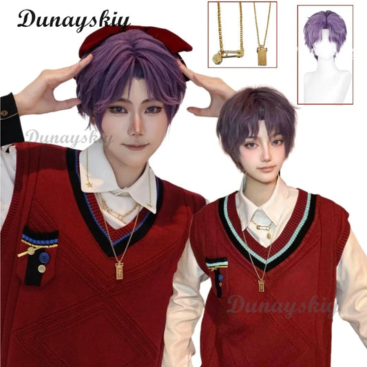 Rafayel Red Sweater Vest Game Love And Deepspace Cosplay Costume Necklace Rafayel Spring Qi Yu Shirt Vest School Uniform Men Top