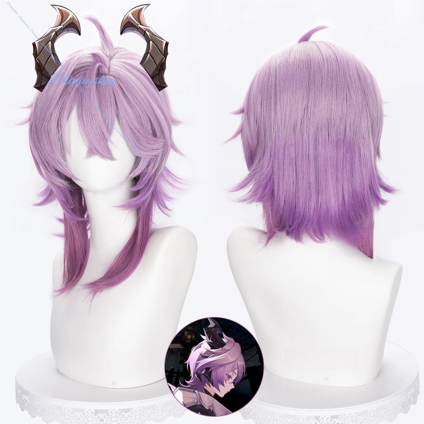 Genshin Impact Durin Cosplay Wig Purple Pink 2 Style Wigs Heat Resistant Fiber Hair Halloween Party for Women Men Carnival Props