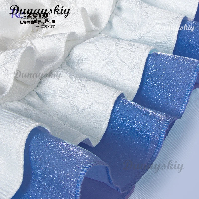 Anime Re:Life in a Different World Rem Cosplay Crystal Maid Uniform Costume Wig Anime Lolita Girls Role Play Haedwear Dress