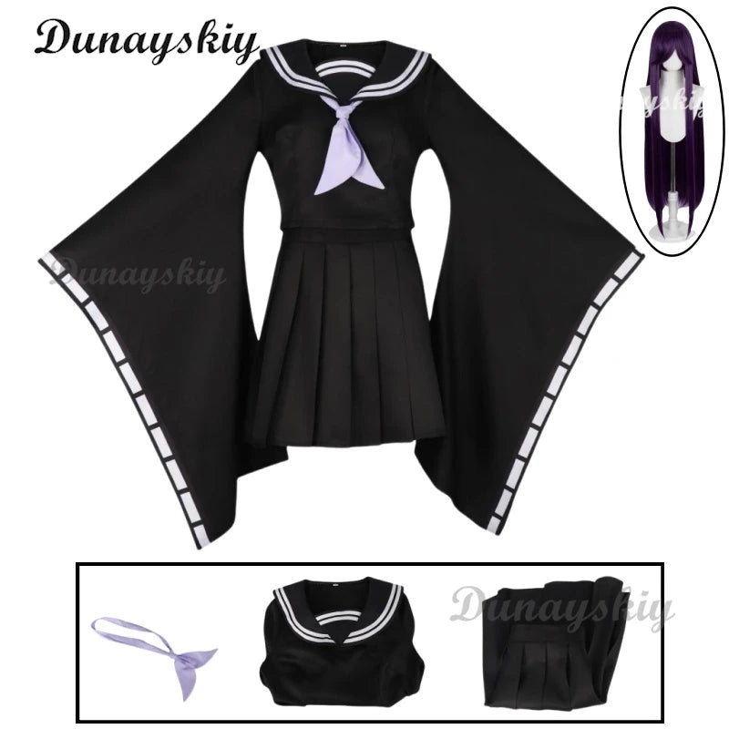 Game Yukari Costume Wig Blue Cosplay Archive Black Sailor Suit Top Skirt Uniform Full Set Japanese Style Role Play Outfit Women
