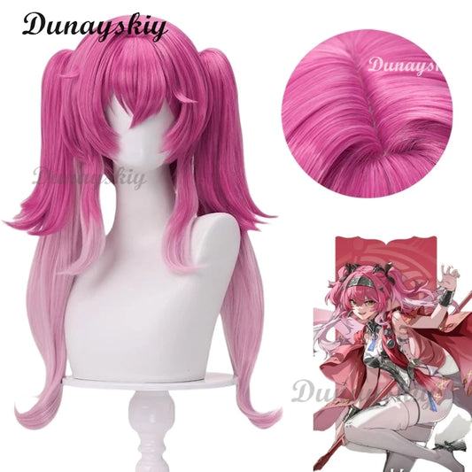 Game Wuthering Waves Lupa Cosplay Wig Pink Twin Ponytails Septimont Rinascita Halloween Party for Women Girls Carnival Cos Props