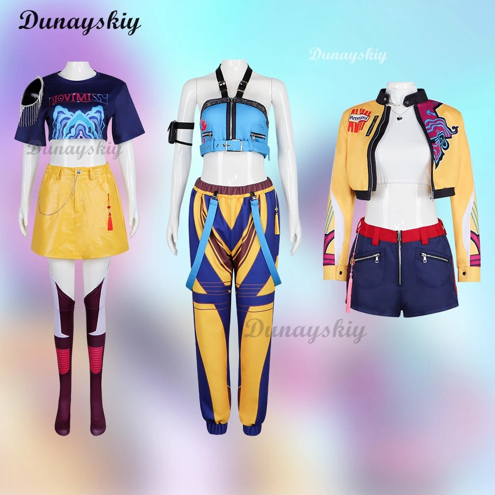 Anime KPop Demon Hunters Cosplay Costume for Women Zoey Mira Rumi Cosplay Fantasy Roleplay Outfits Halloween Carnival Party Suit