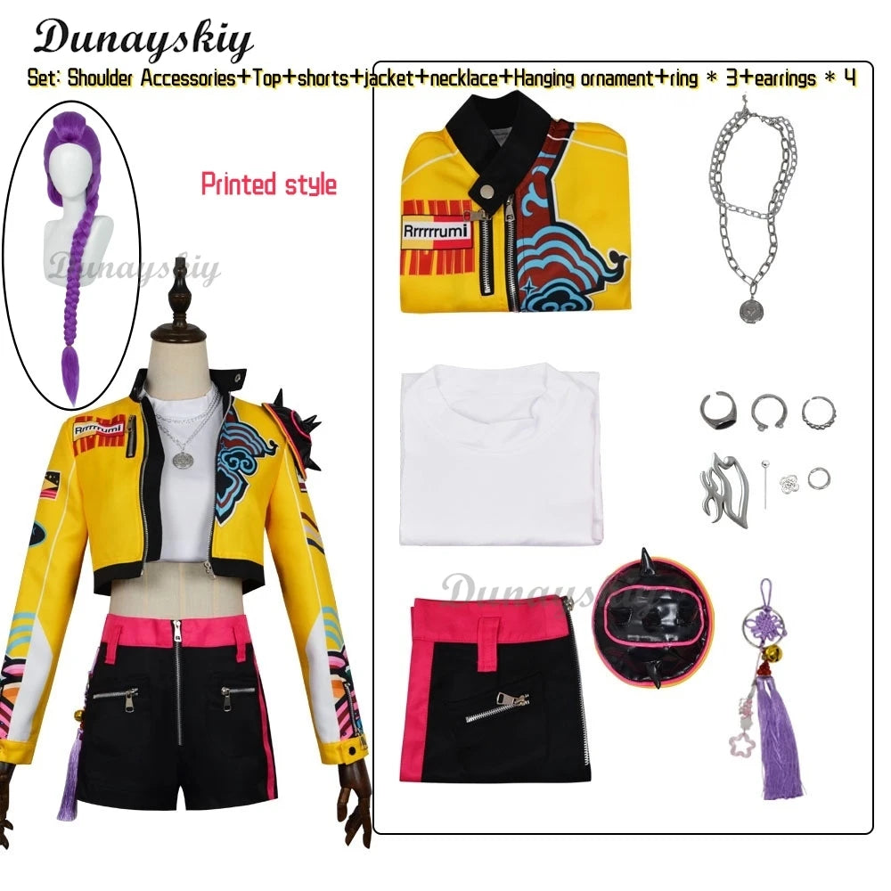 K-Pop: Demon Hunters Rumi Cosplay Costume Wig Uniform Halloween Carnival Party Christmas Play Role Clothes Clothing for Women