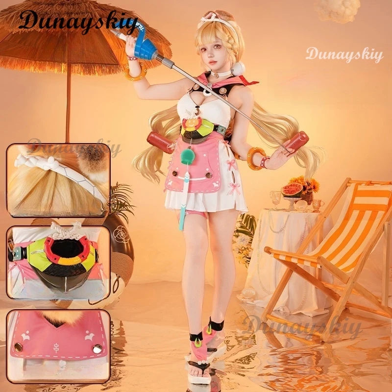 Zenless Zone Zero Alice Cosplay Summer Swimsuit Sexy Costume Cat Ear Tail Set Spook Shack Roleplay Anime Game Halloween