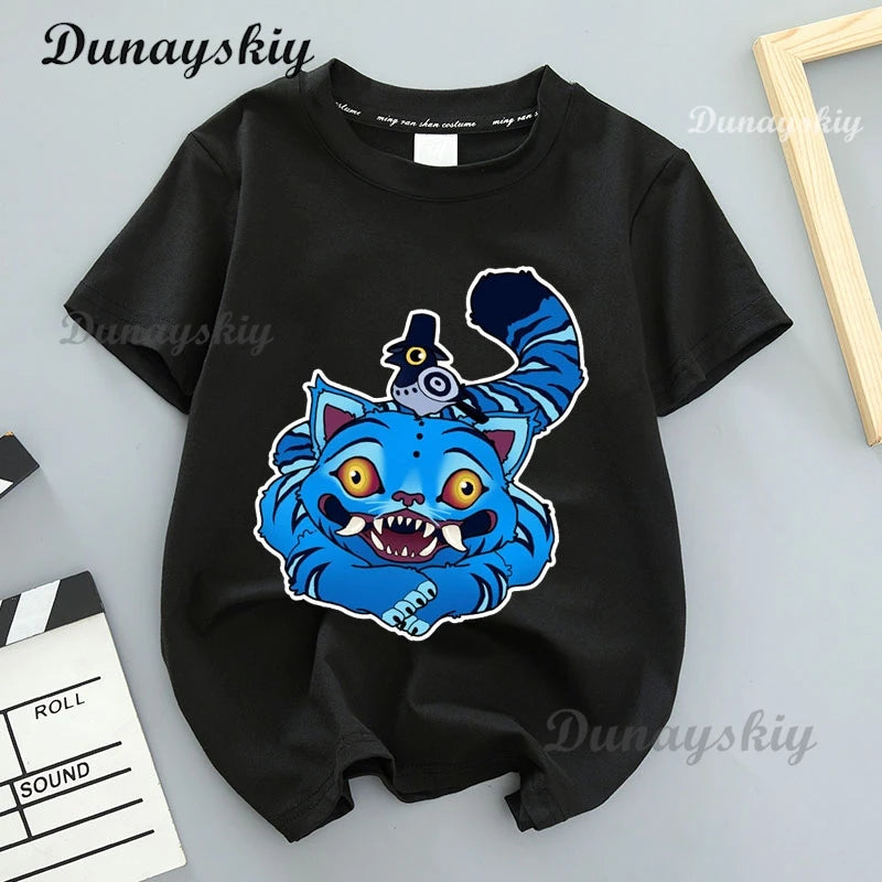 Kpop Demon Hunters Cosplay Merch T-shirt for Children K-Pop Demon Hunters Tiger Print Fashion Tops Casual Movie T Shirt