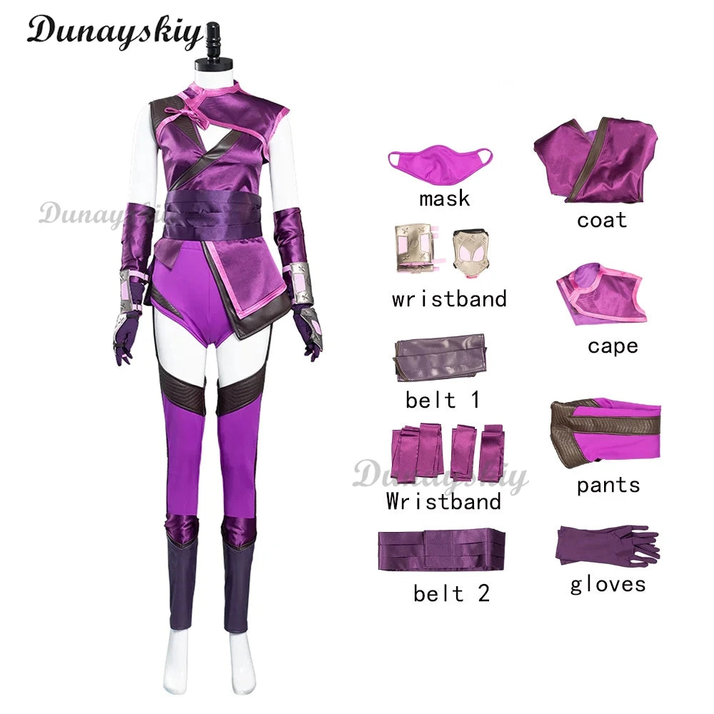 Mortal Kombat 11 Cosplay Mileena Cosplay Costume Wig Dress Halloween Carnival Combat Suit Masks Roleplay Outfits Customized