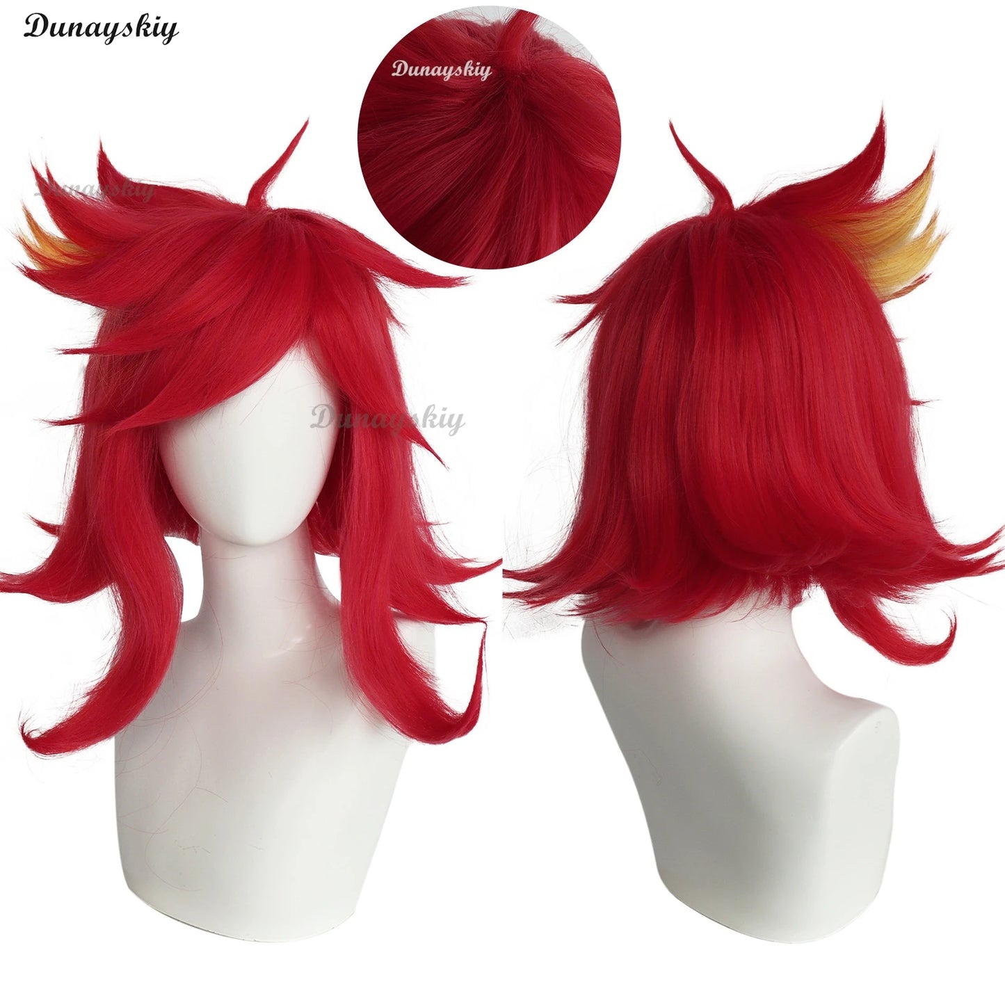 Hazzbin Cherry Bomb Wig Anime Cosplay Rainbow Color Hair Hotel Woman Cosplay Pre Crimped Wig Hair Heat Resistant