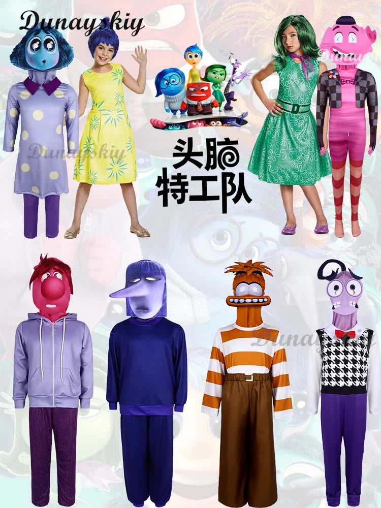 New Year Movie Anxiety The Inside Anime Out 2 Cosplay Joy Sadness Anger Disgust Fear Cosplay Costumes Suit Adult Kids Party Set