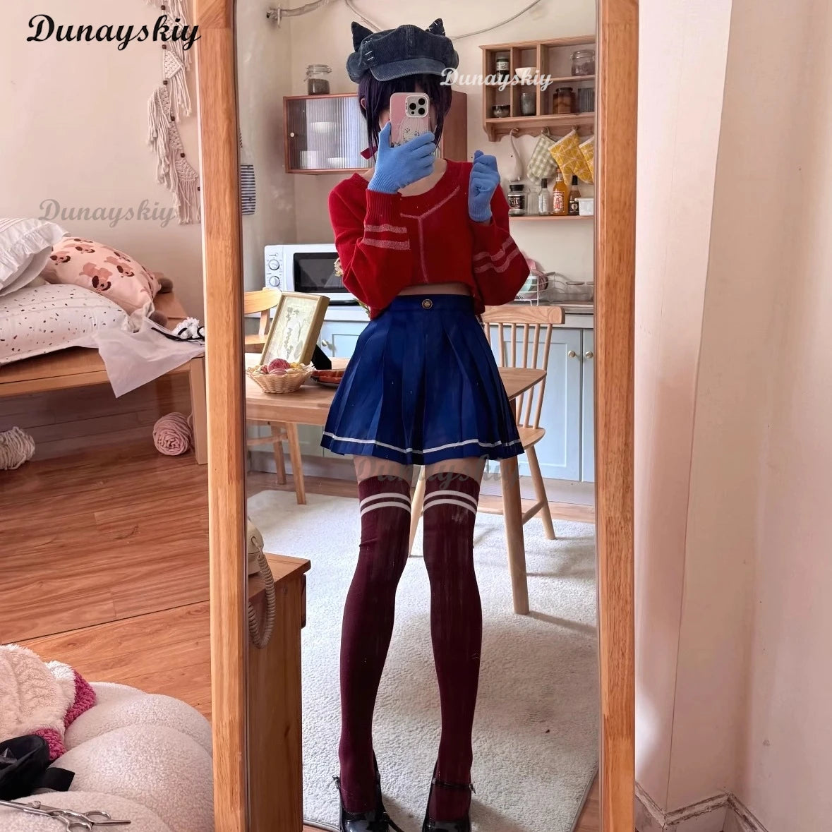 MiSide Crazy Mita Cosplay Game Cosplay Costume Wig Hat RolePlay Women Primary Yandere Outfit Halloween Creepy Mita Party Clothes